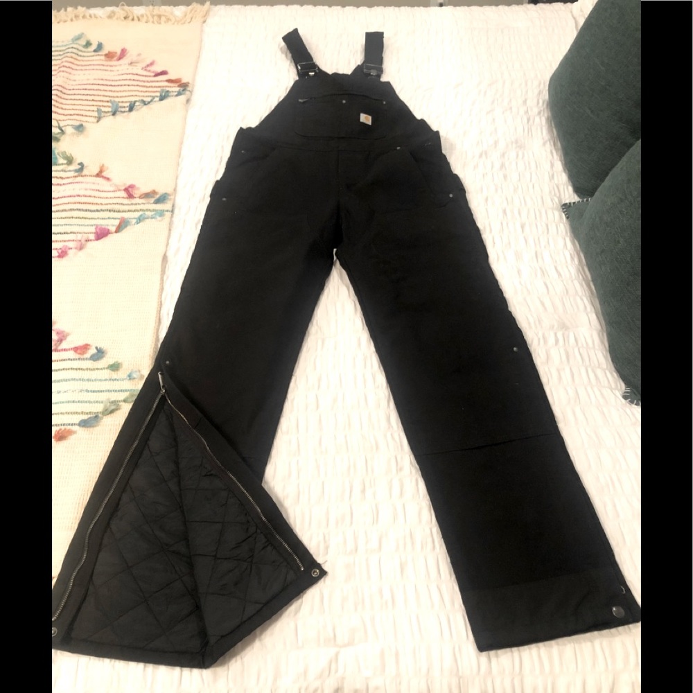 Quilt lined duck bib overalls. Medium TALL